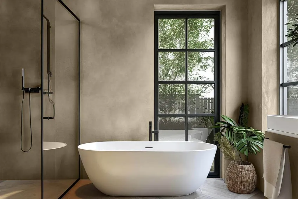 Microcement Floors bathroom olive